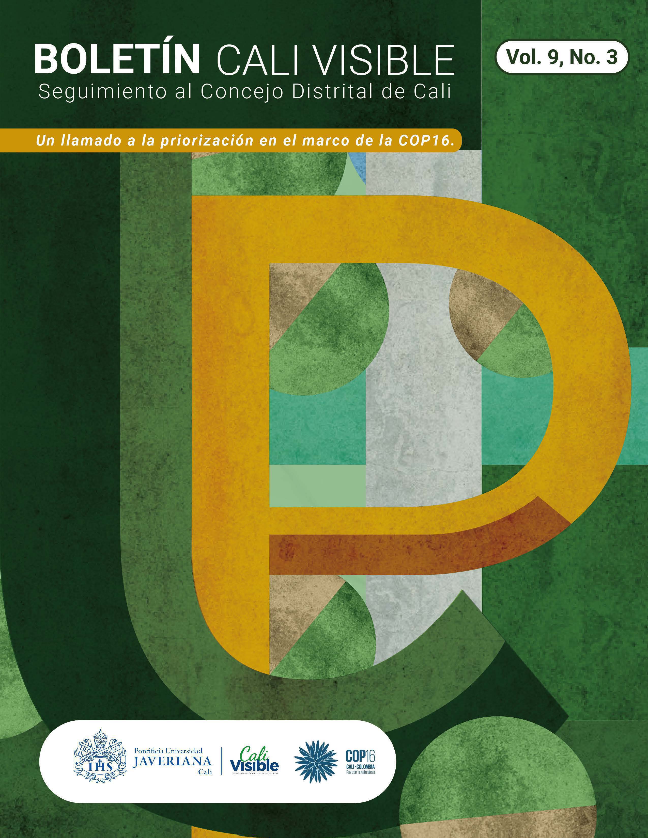 Boletín Cali Visible Vol.9 No.3 - La lupa al medio ambiente y el bienestar animal en el Concejo de Cali